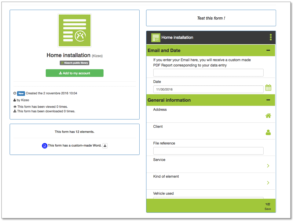 build your own Library Kizeo forms