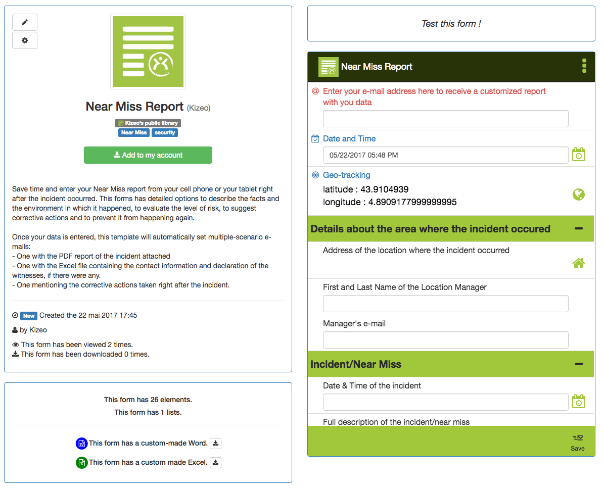 Near Miss Report Form