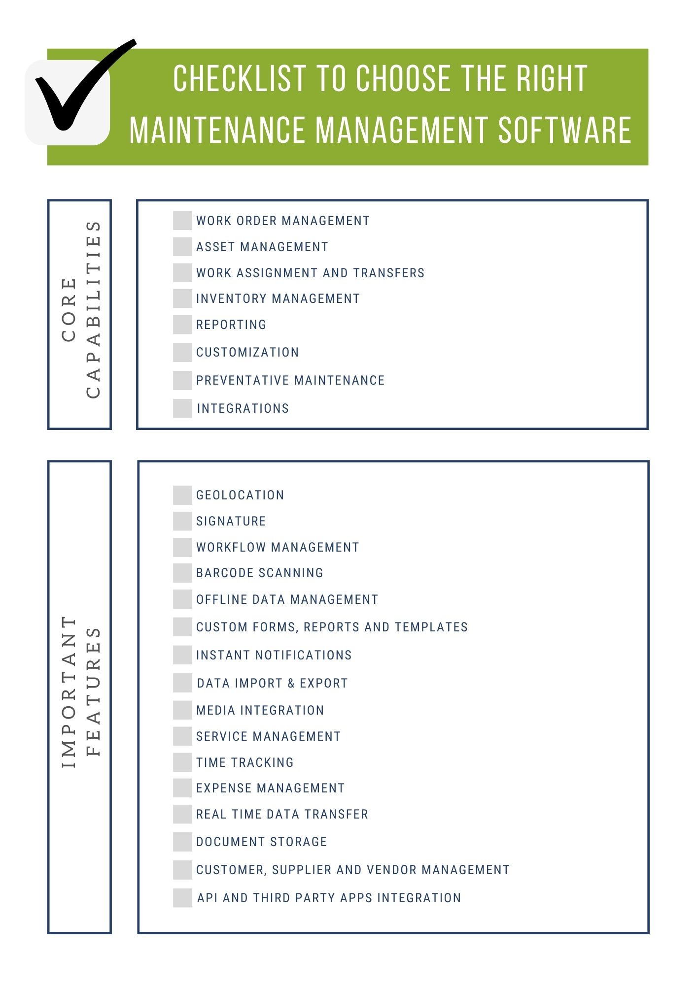 Checklist to choose the right maintenance management software