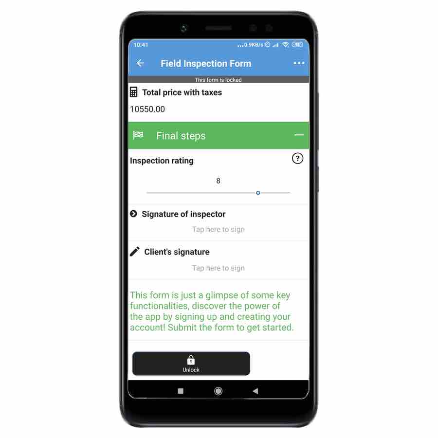 New app Kizeo Forms lock function