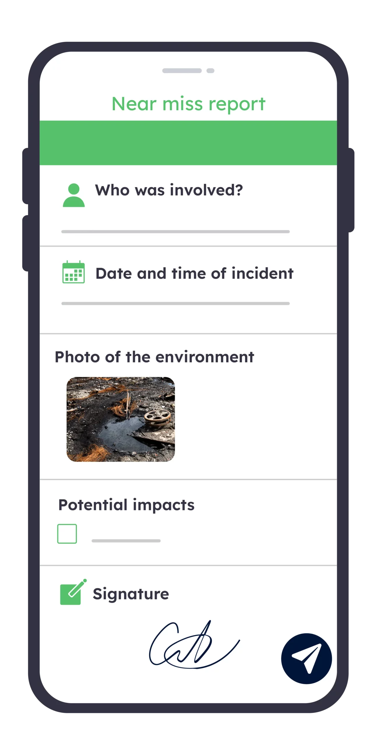 Near miss report for improved safety