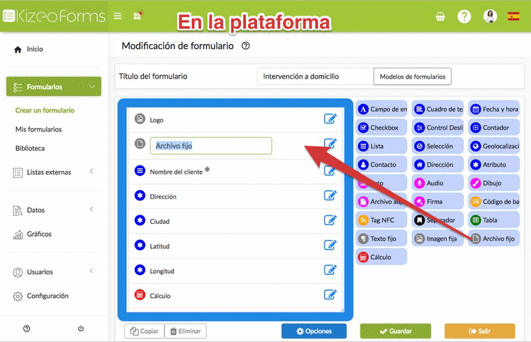 Incluir documentos fijos en su formulario digital
