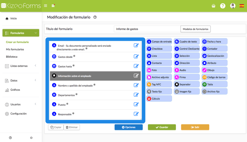 Nota de gastos Kizeo Forms
