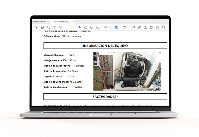Modelo de reporte de mantenimiento correctivo