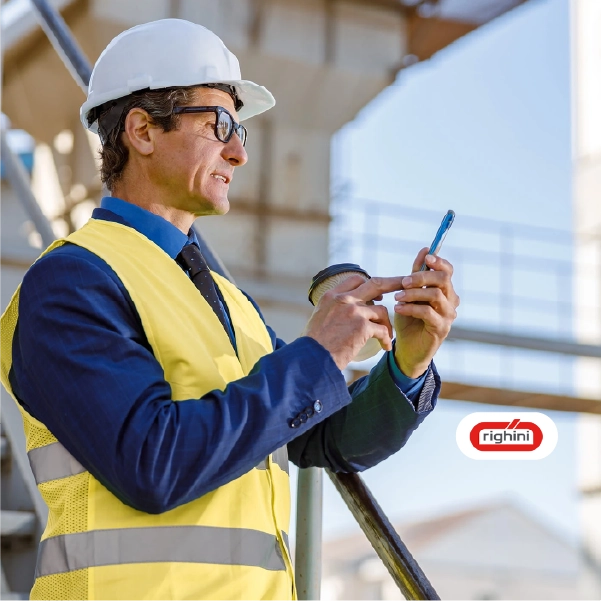 Couverture du tmoignage de Righini la porte intrieure franaise avec un responsable qhse utilisant le logiciel responsable qhse kizeo forms sur smartphone