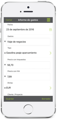informes de gastos en la app 